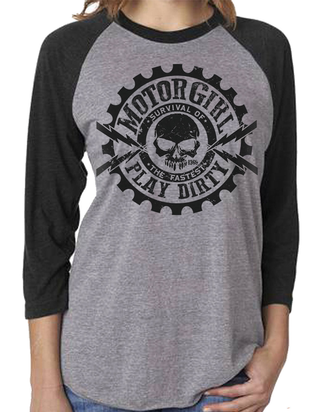 PLAY DIRTY - 3/4 SLEEVE RAGLAN - MOTORGIRL - MotorCult