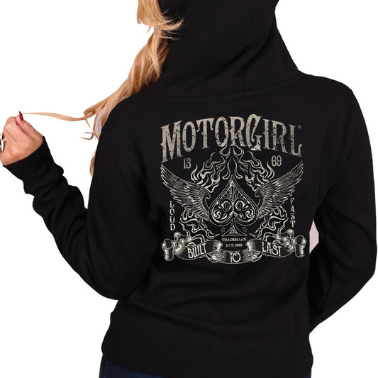 ACES HIGH - WOMENS ZIP HOODIE - MOTORGIRL - MotorCult